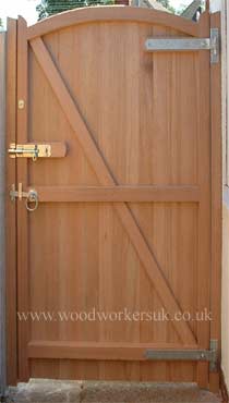 Rear view of our curved headed hardwood gate