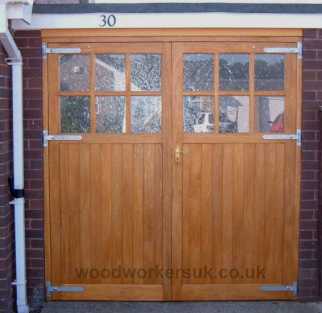 Solid hardwood garage doors