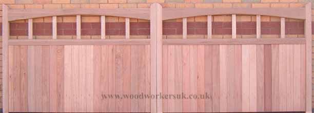 Featruing an underswept head, our custom made Harlech wooden driveway gates