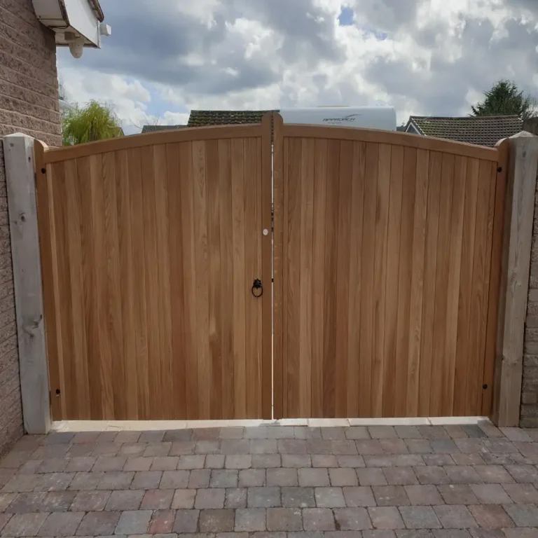 Curved headed driveway gate pair