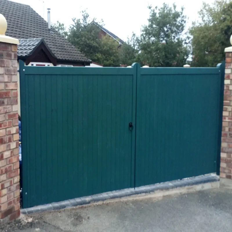 Denbigh pair of driveway gates hung from timber posts between brick pillars