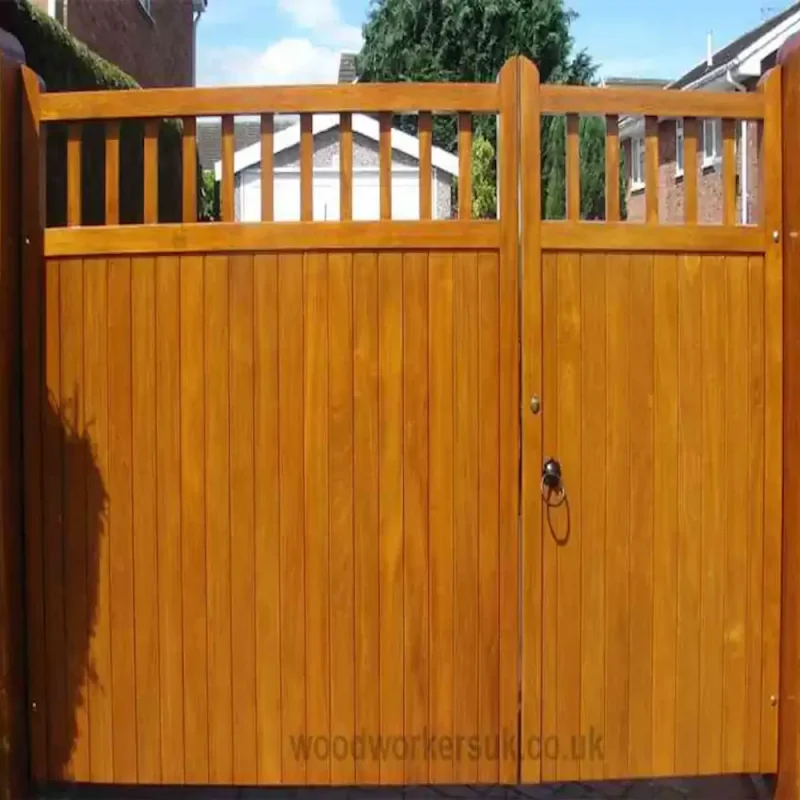 Pair of St Asaph driveway gates in Idigbo - gates unequally split with one gate bigger than the other