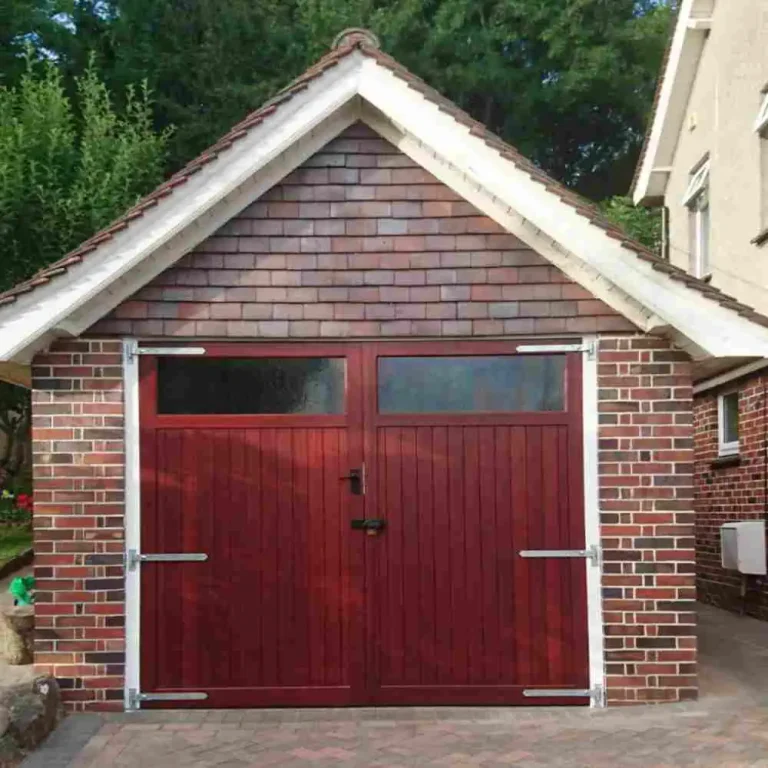 Insulated Aber garage doors in hardwood