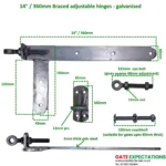 14" / 350mm Braced adjustable hinges sizes spec