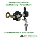 Double Locking Long Throw Gate Lock - Gatemate Standard Barrel
