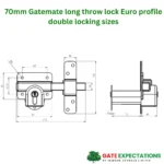 70mm double locking long throw gate locks euro profile dimensions